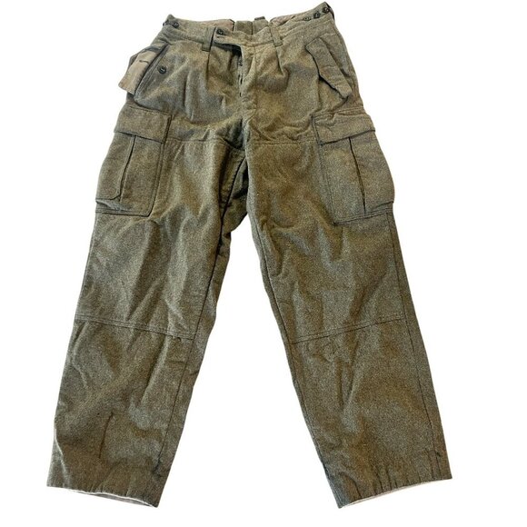 Vintage 1962 German BAWI Green Wool Military Cargo Pants 32 X 29